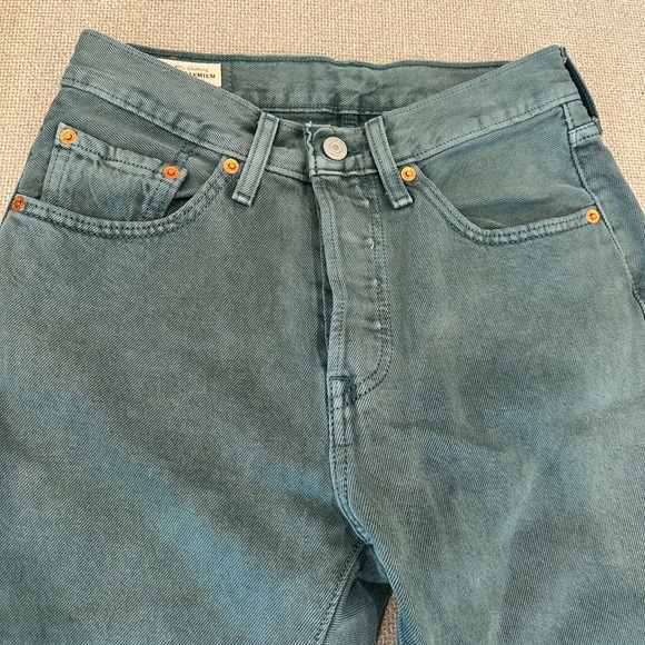 Levi’s 501 Cropped Jeans Boho Green Size 26 - Picture 4 of 14